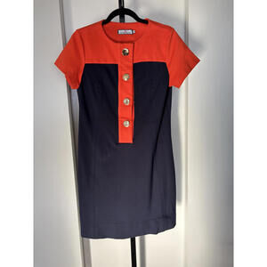 CK Bradley Ponte Shift Dress Orange Navy M
